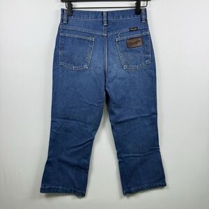 Vintage 80s Wrangler Jeans Made In USA Dark Blue Denim Boys Size 16 HEMMED
